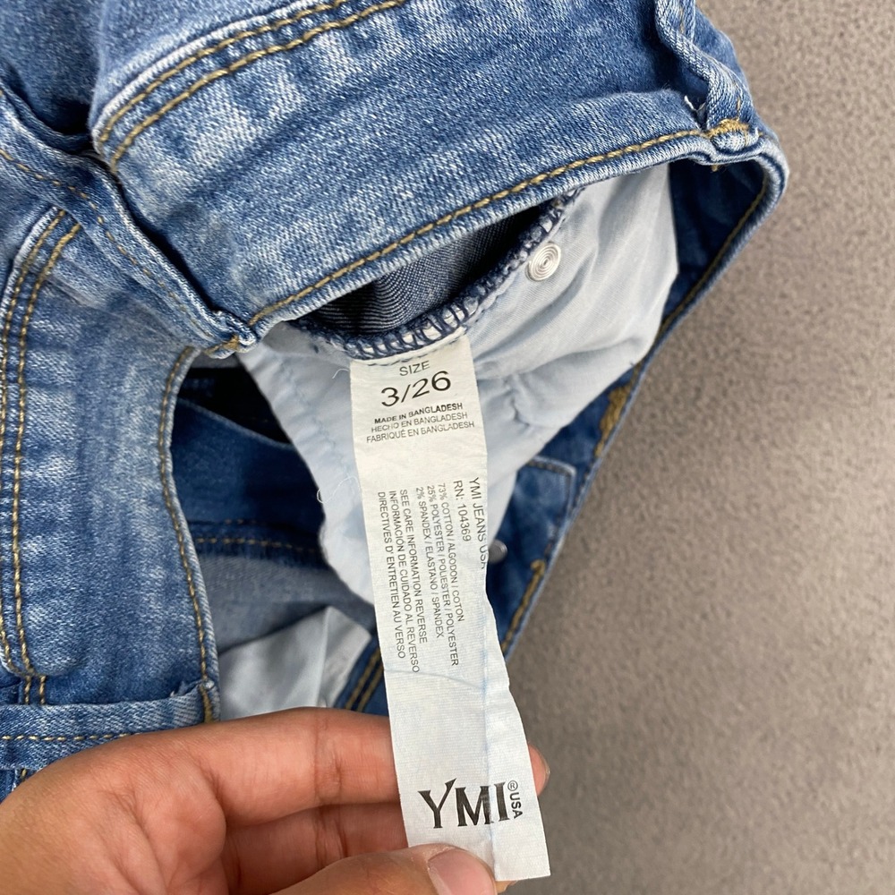 YMI Skinny Jeans Medium Wash Blue Mid Rise Stretch Denim Size 3/26 y2k 00s - Picture 3 of 11